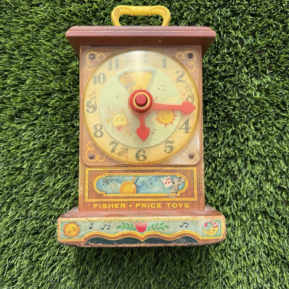 1962 Vintage WORKING Fisher Price Musical Toy 997 Tick-Tock Clock Made in USA